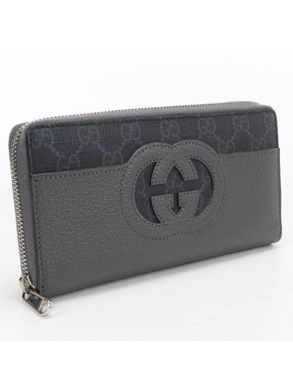 Gucci Cutout Interlocking G Wallet Zip Around Leather
